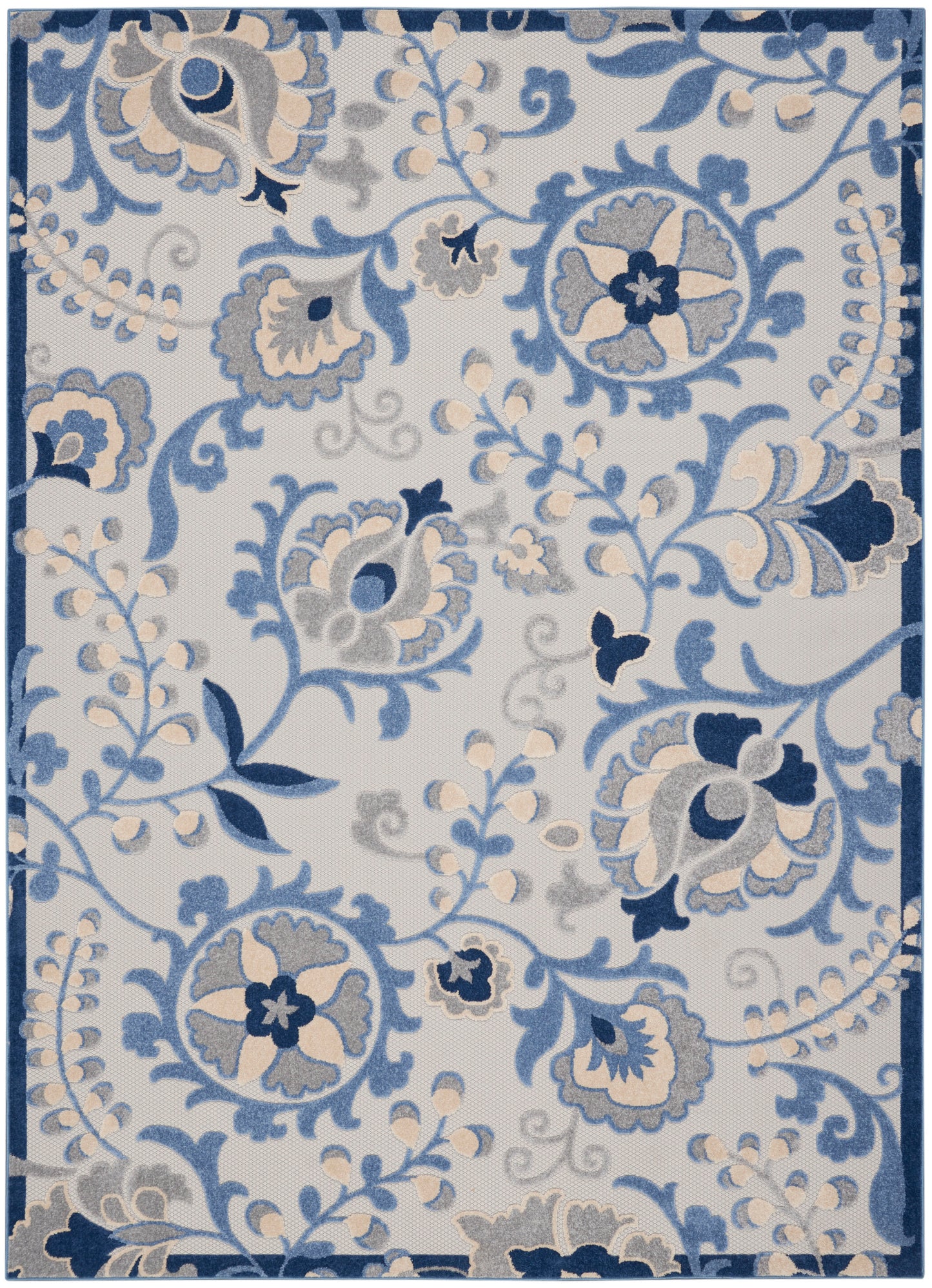 Nourison Home Aloha ALH17 Blue Grey Contemporary Power-loomed Rugs