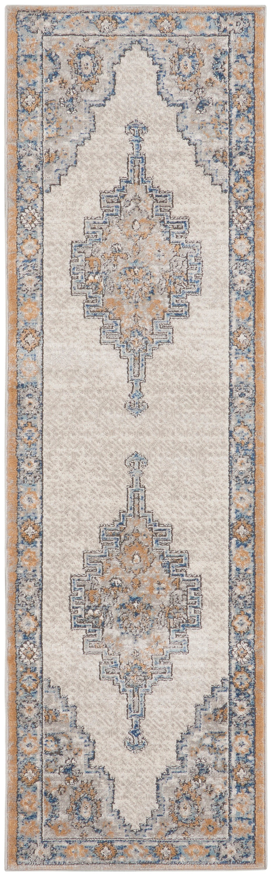 Nourison Home Quarry QUA09 Grey Light Blue Traditional Power-loomed Rugs