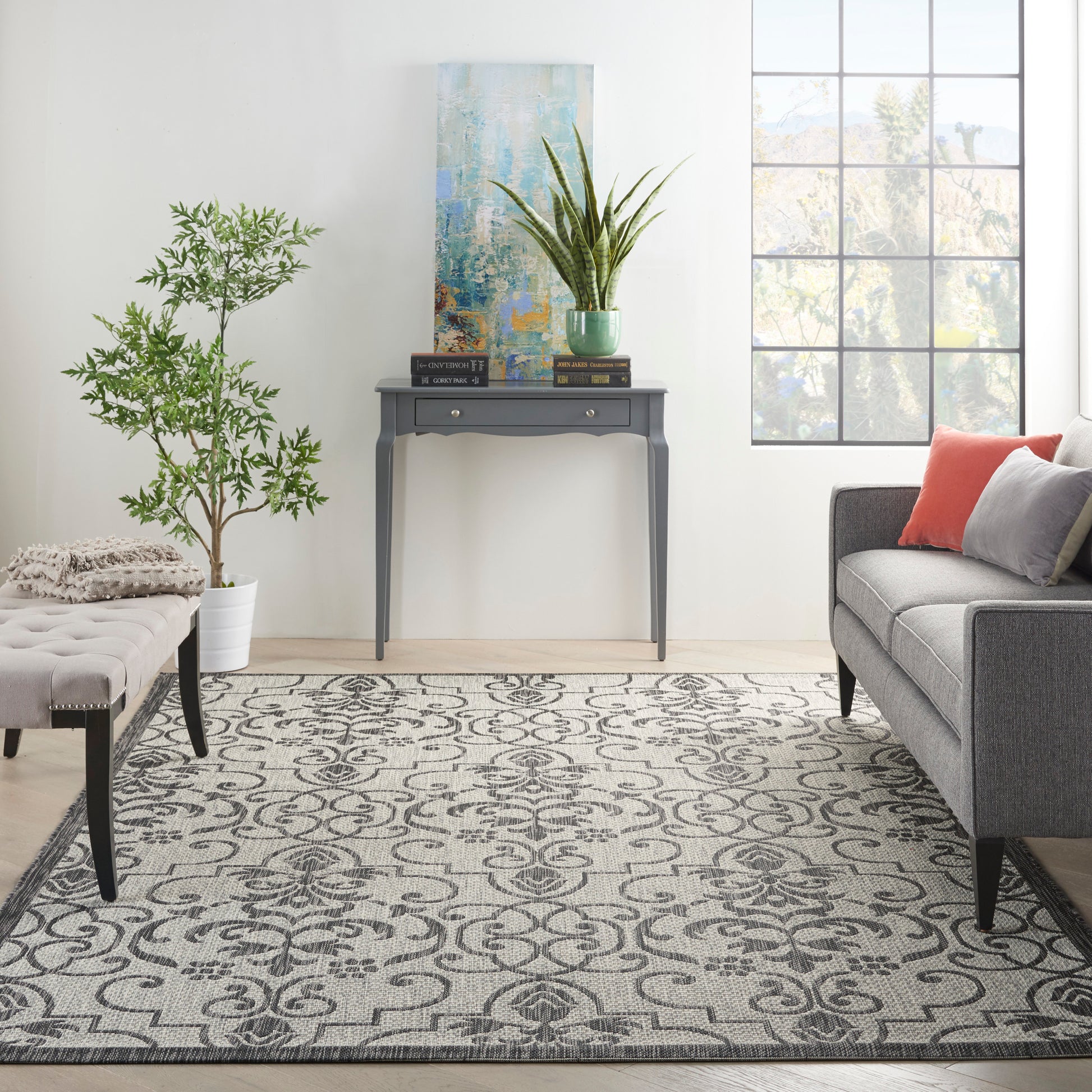Nourison Home Country Side  Ivory Charcoal  Transitional