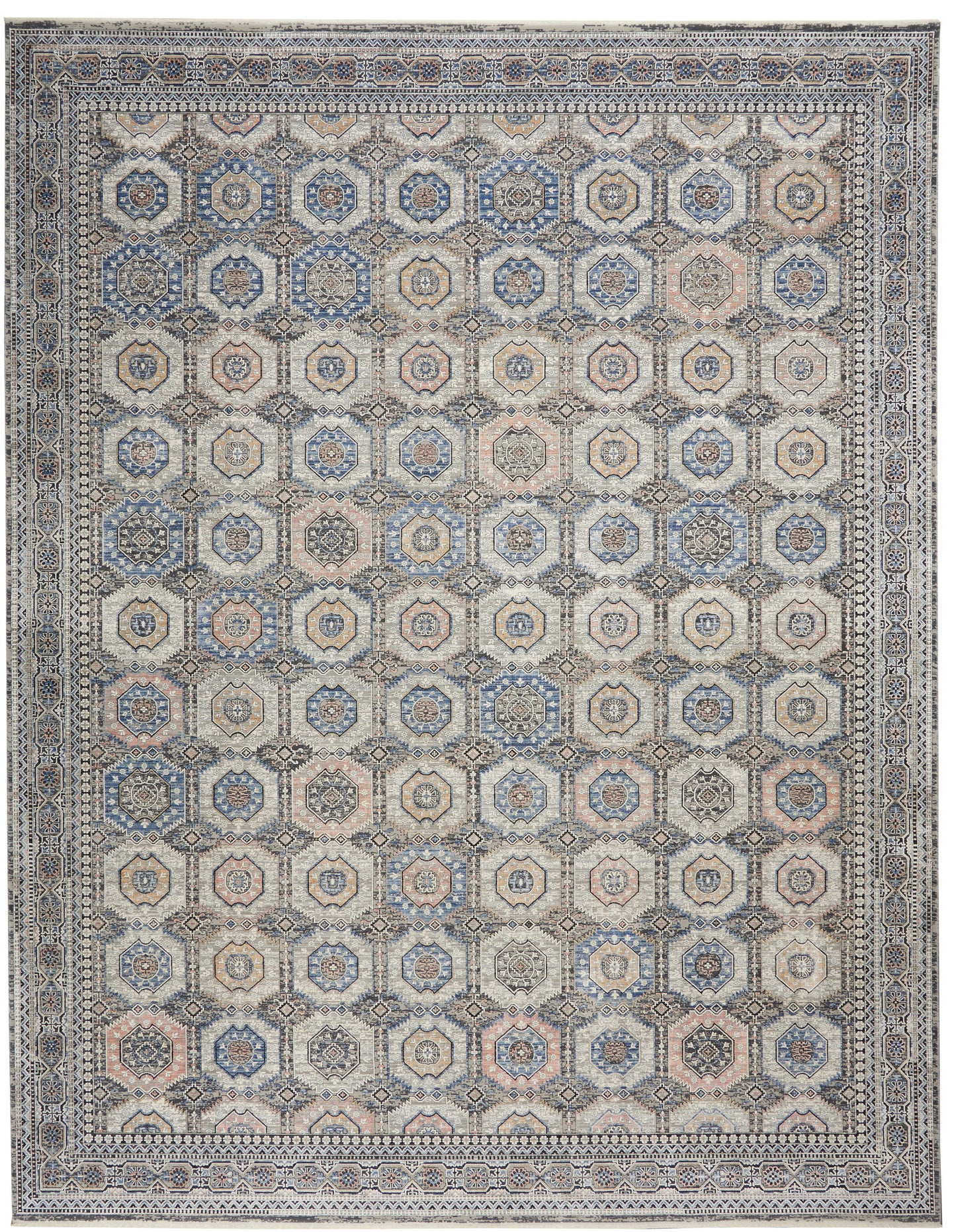 Nourison Home Starry Nights STN09 Grey Navy Traditional Loom-woven Rug