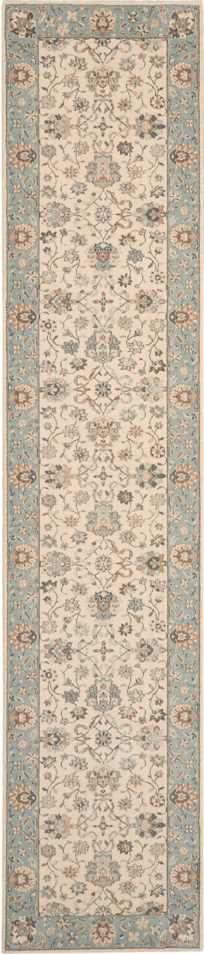 Nourison Home Living Treasures LI16 Ivory Aqua Traditional Loom-woven Rug