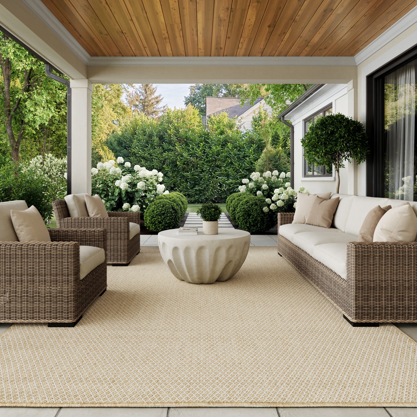 Nourison Home Courtyard  Natural  Contemporary