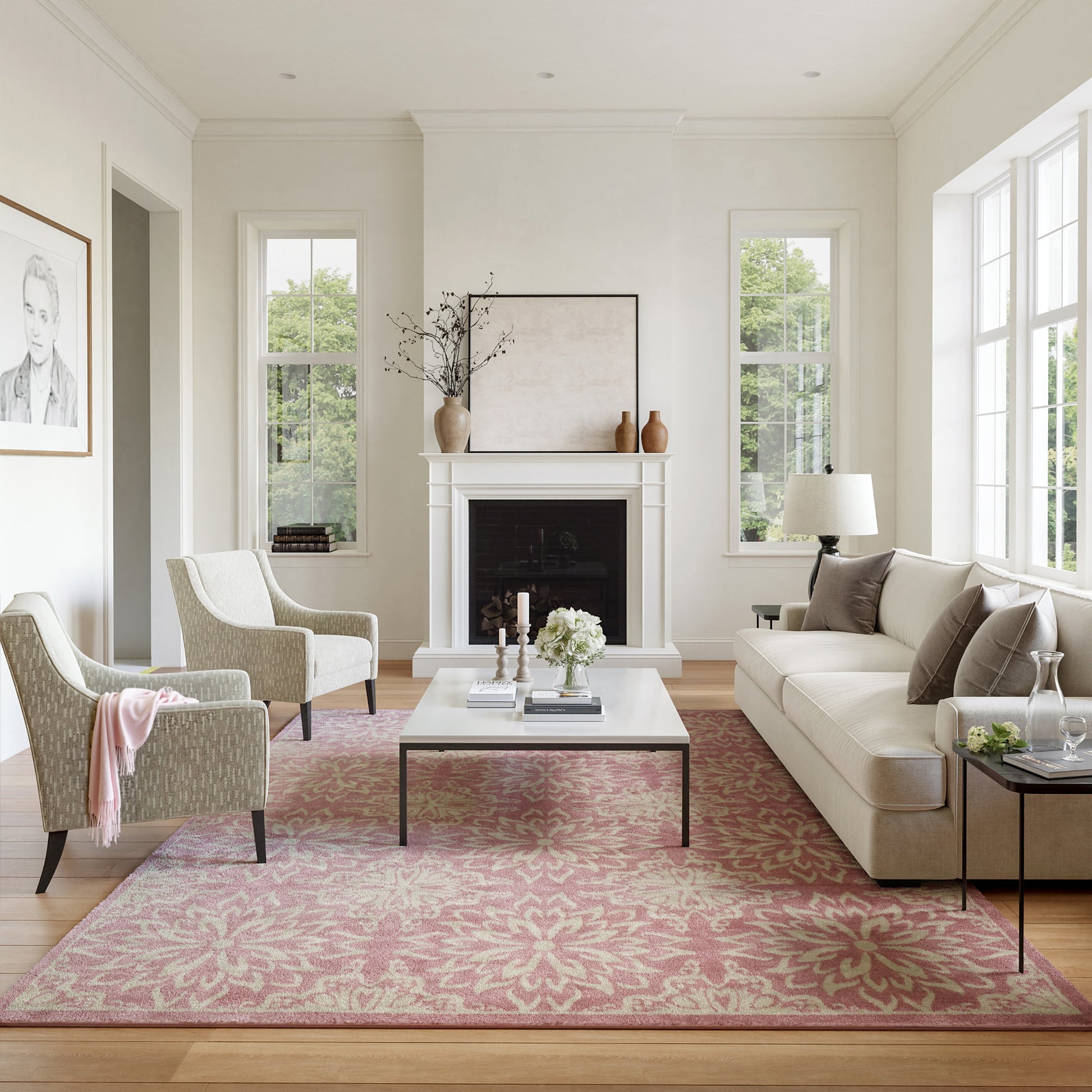 Nourison Home Jubilant  Ivory Pink  Transitional