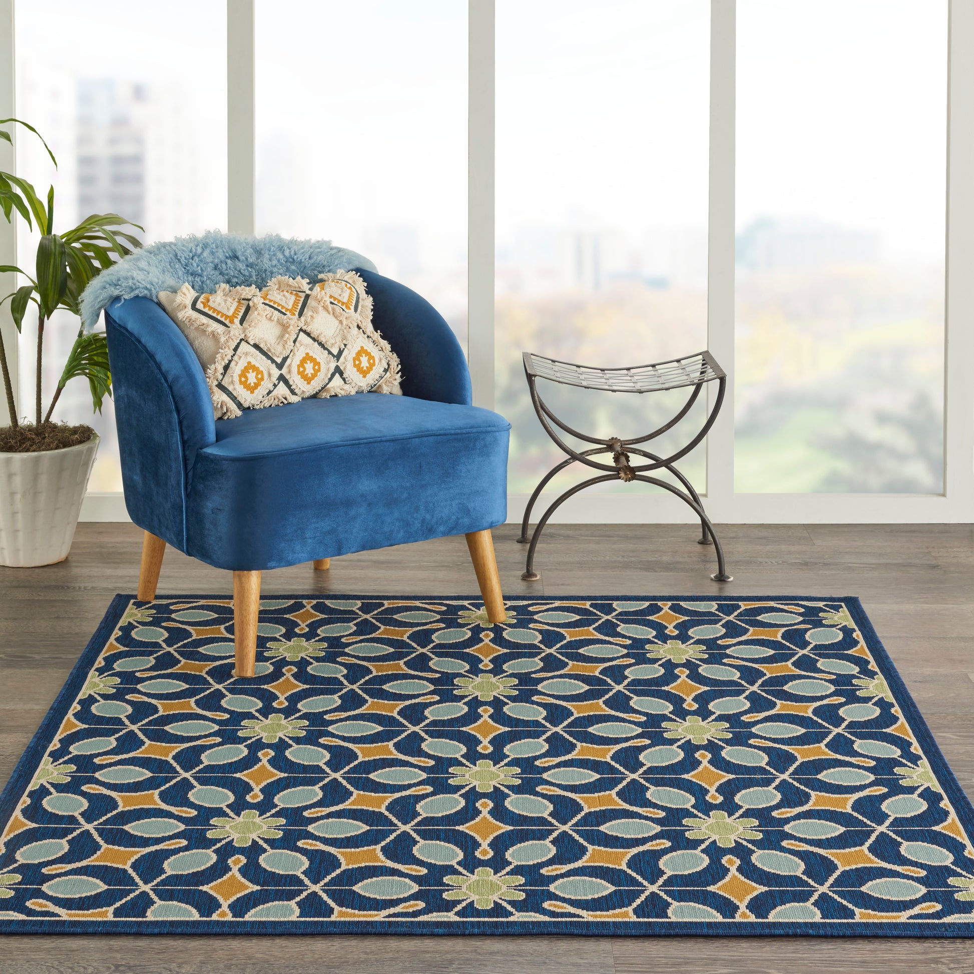 Nourison Home Caribbean  Navy  Contemporary