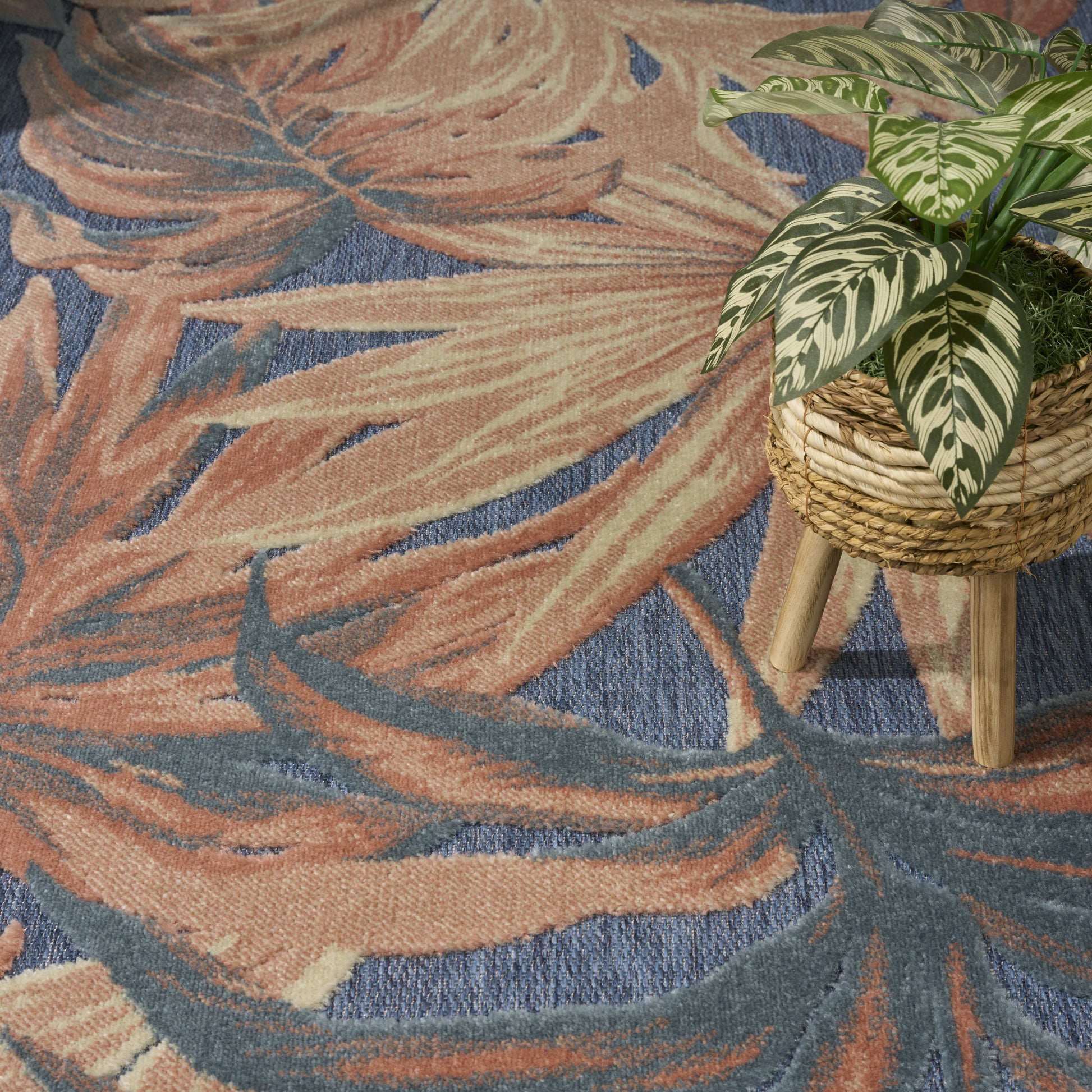 Nourison Home Aloha  Blue Rose  Contemporary