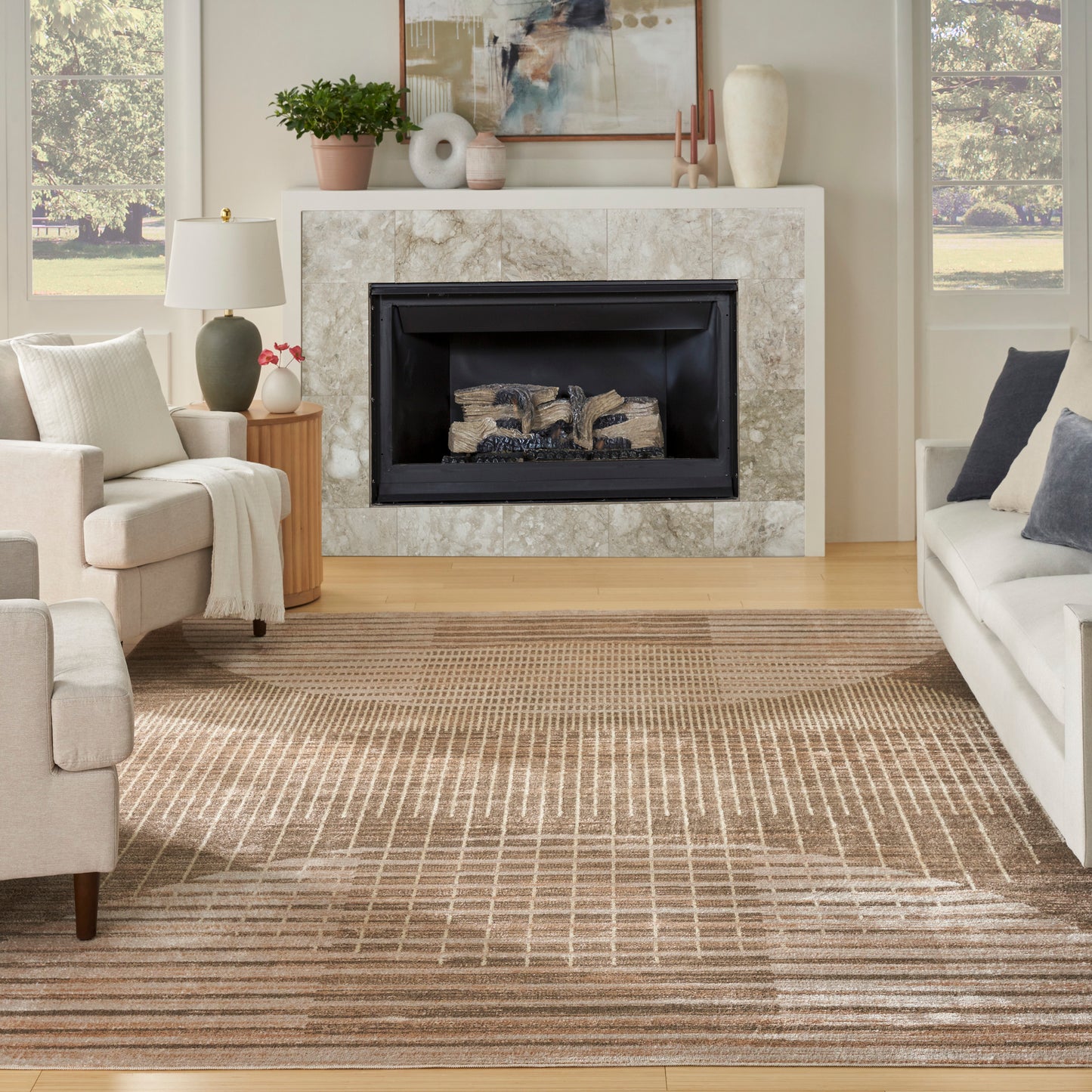 Nourison Home Astra Machine Washable  Latte  Contemporary