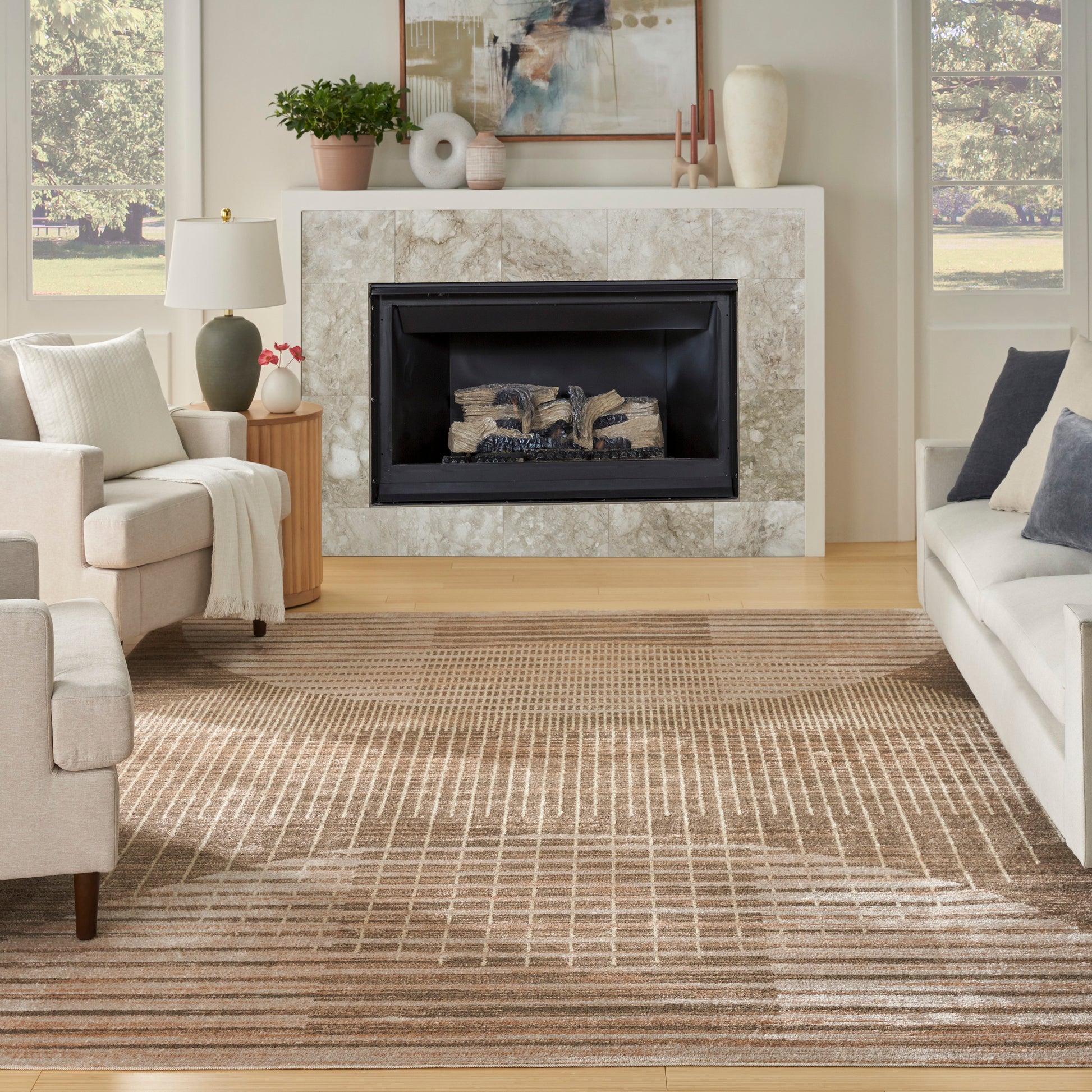 Nourison Home Astra Machine Washable  Latte  Contemporary