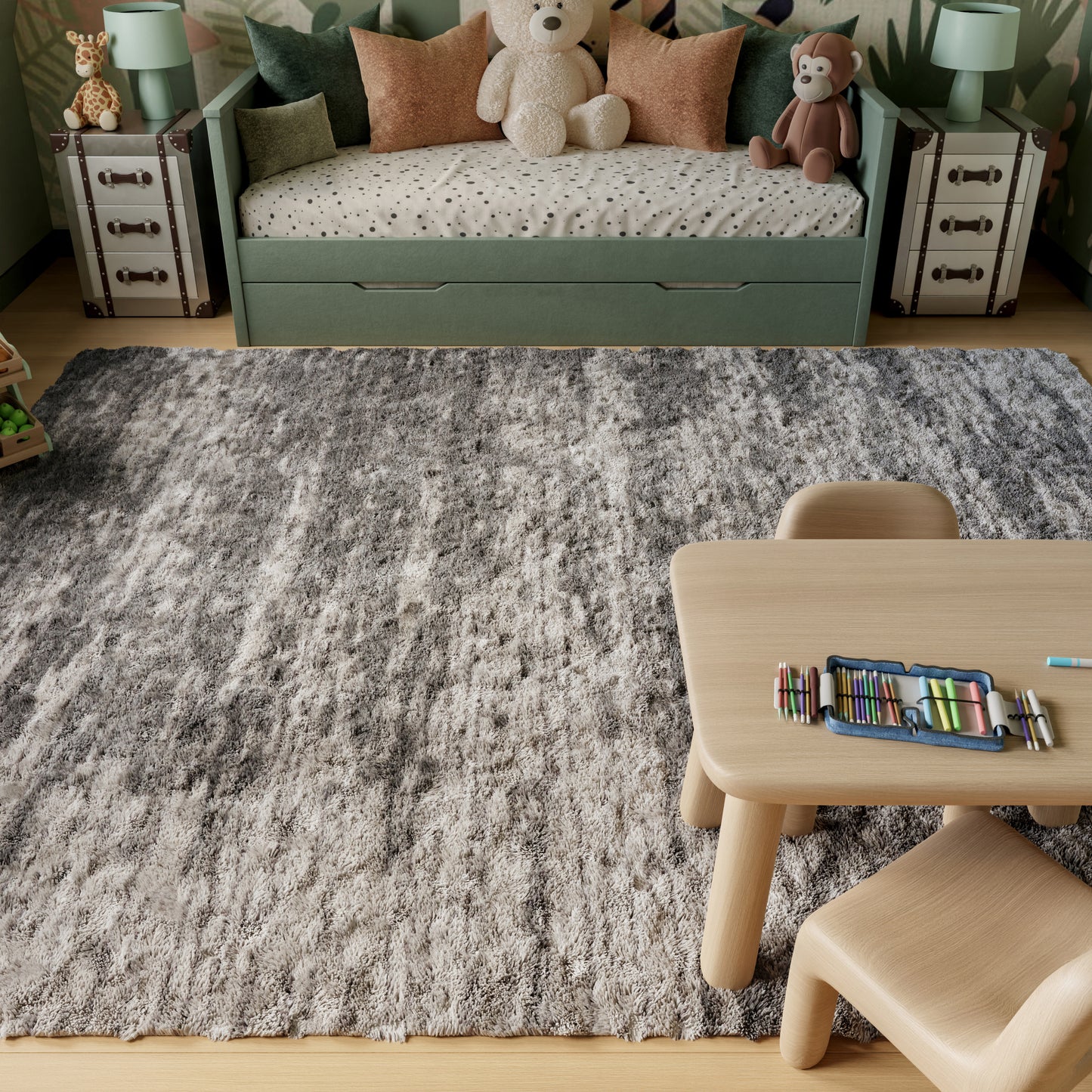 Nourison Home Dreamy Shag  Charcoal Ivory  Contemporary
