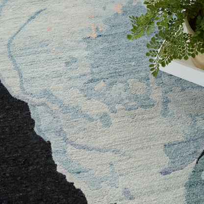 Nourison Home Silk Shadows  Blue Pink  Contemporary