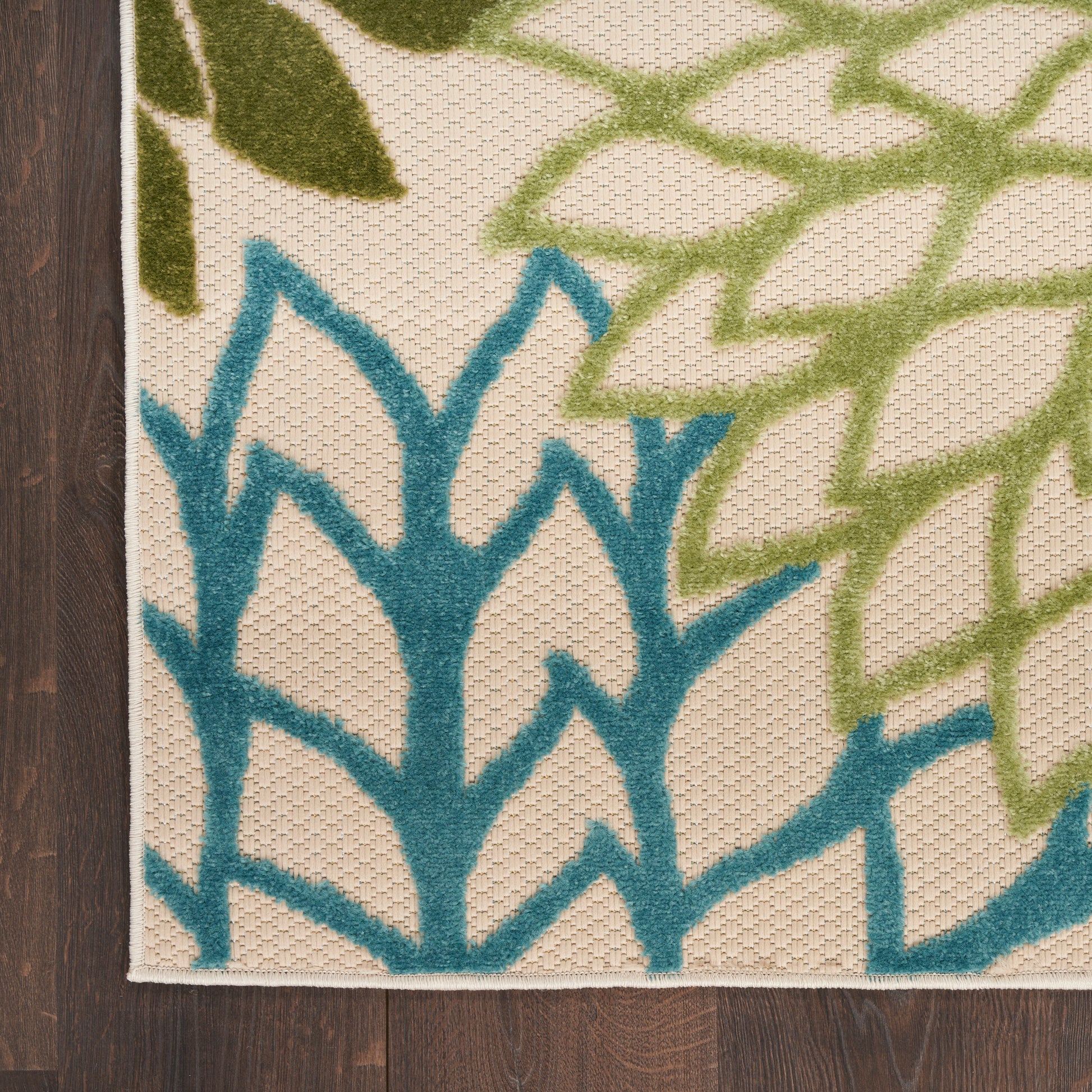 Nourison Home Aloha  Green Multicolor  Contemporary