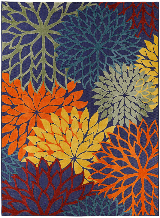 Nourison Home Aloha  Navy Multicolor  Contemporary