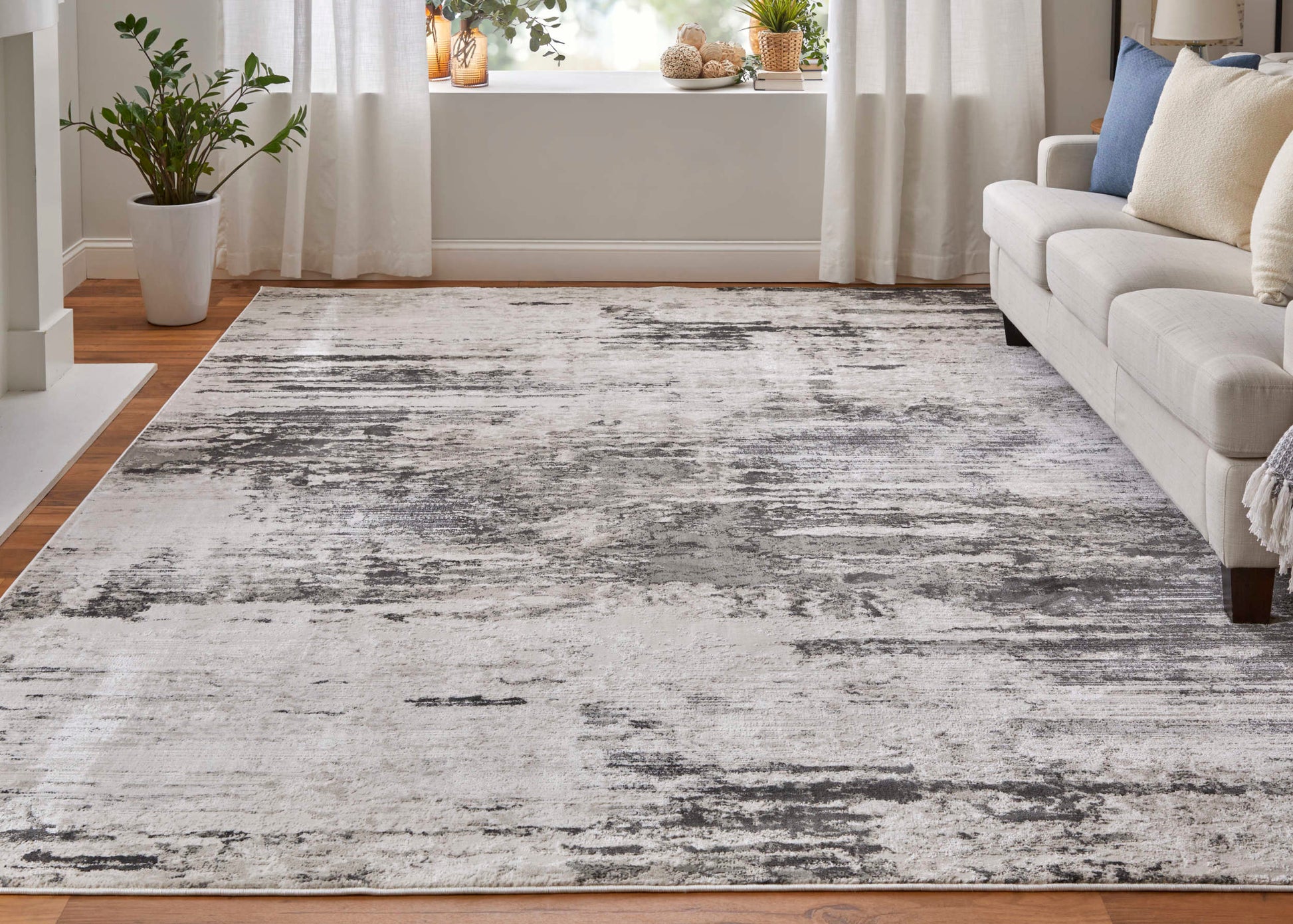 Feizy Prasad 39N9F Ivory Charcoal Modern/Bohemian & Eclectic/Ind Rug - Rugs - Feizy - Atlanta Designer Rugs