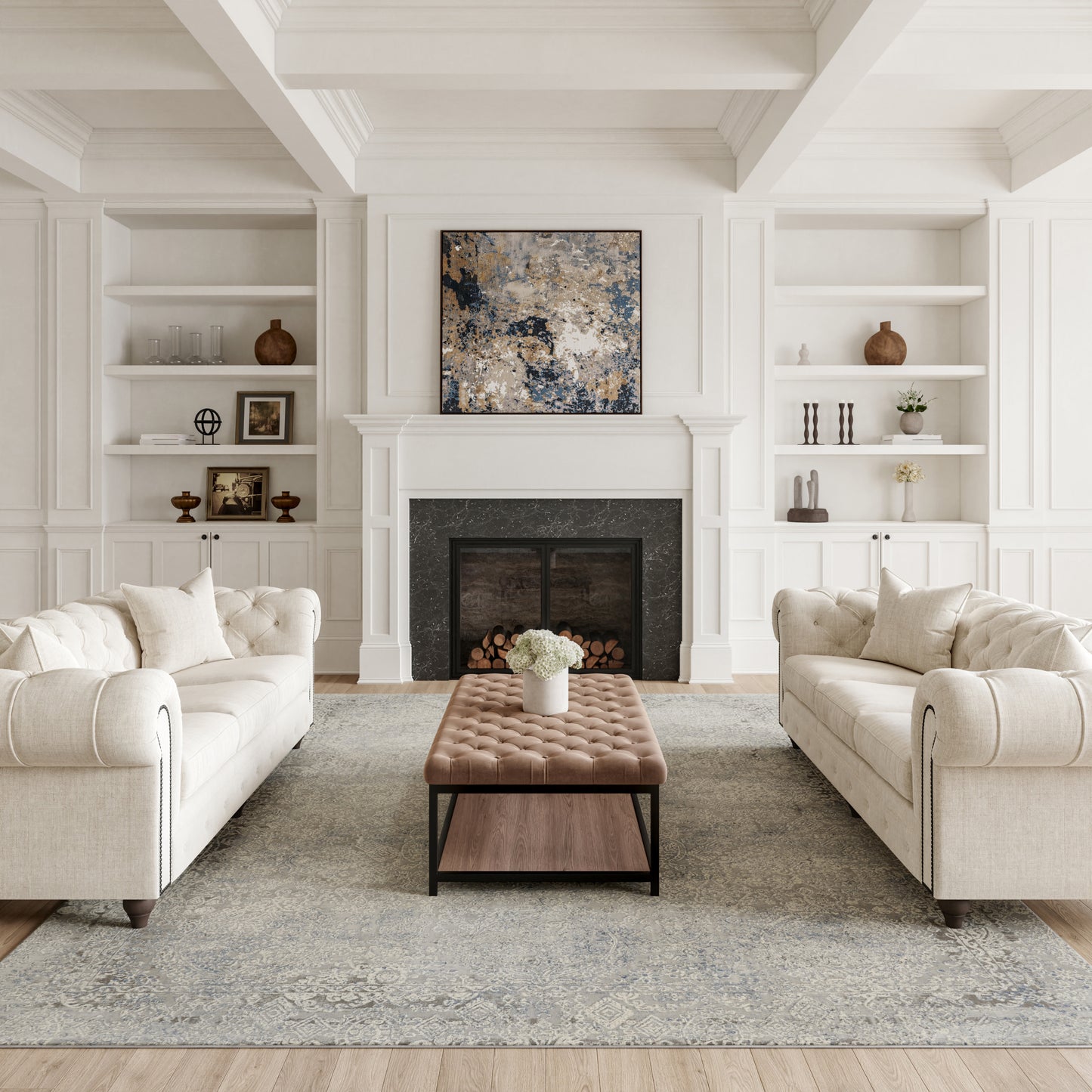 Nourison Home Rustic Textures  Ivory Light Blue  Contemporary