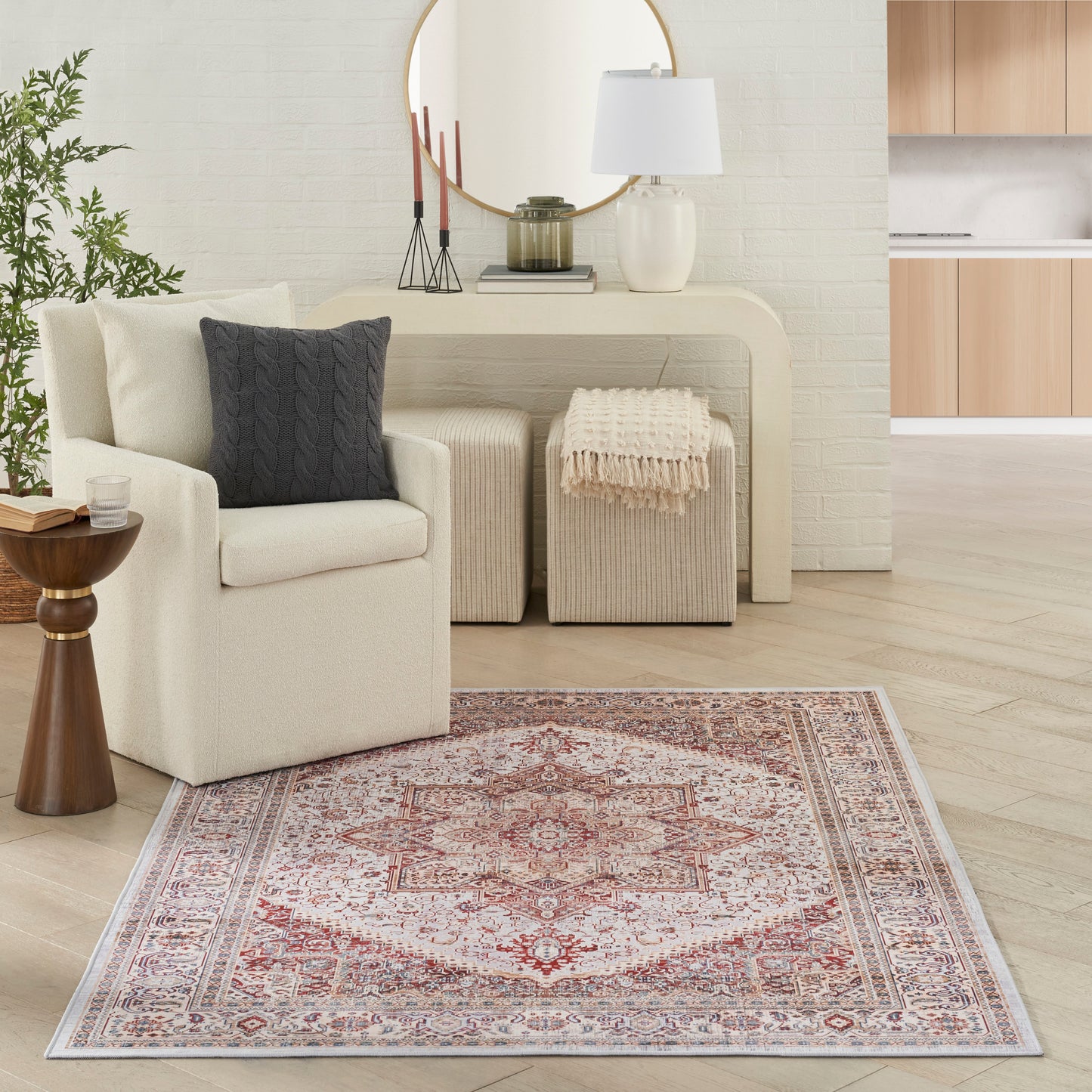 Nourison Home Vintage Home  Ivory Red  Traditional