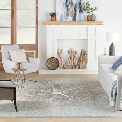 Nourison Home Marmara  Teal Grey Ivory  Contemporary