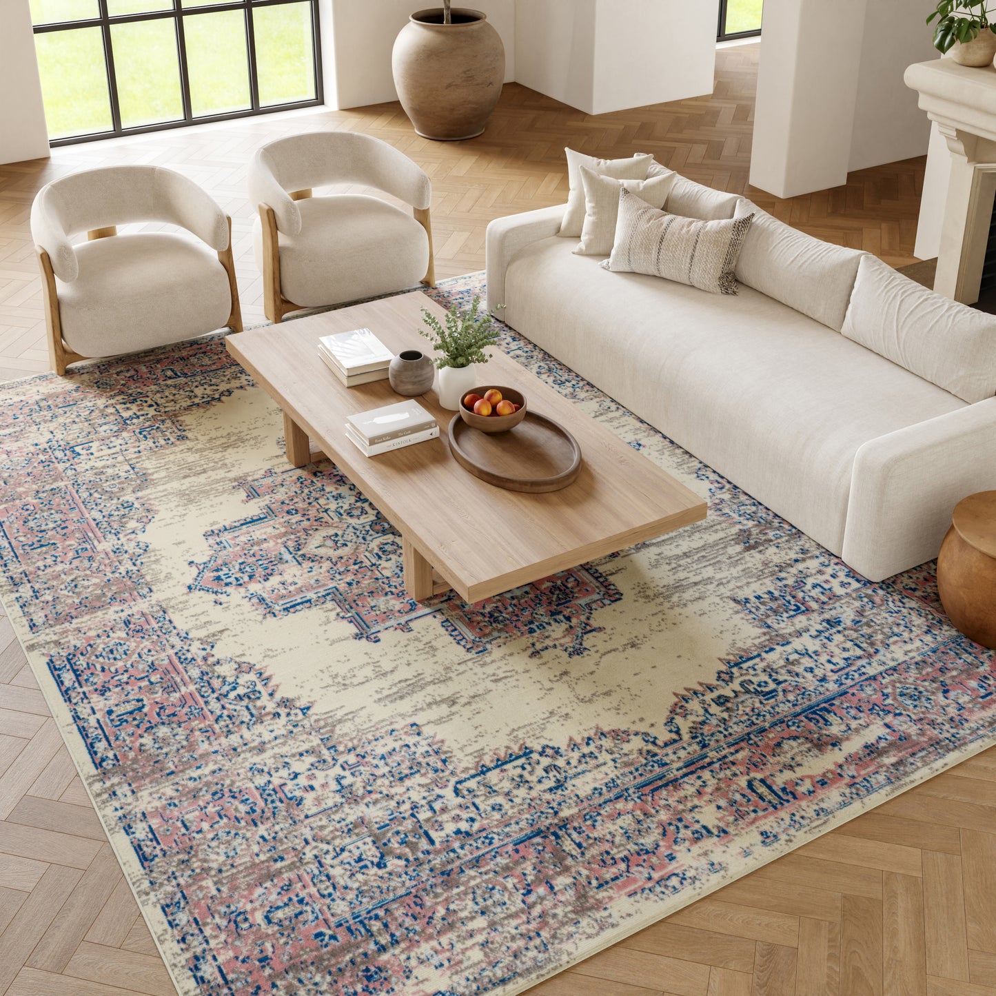 Nourison Home Grafix  Ivory Pink  Transitional