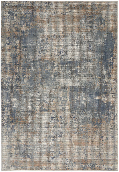 Nourison Home Quarry QUA02 Blue Beige Contemporary Power-loomed Rugs