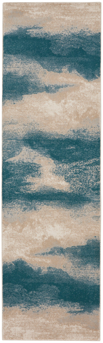 Nourison Home Maxell MAE06 Ivory Teal Contemporary Power-loomed Rugs
