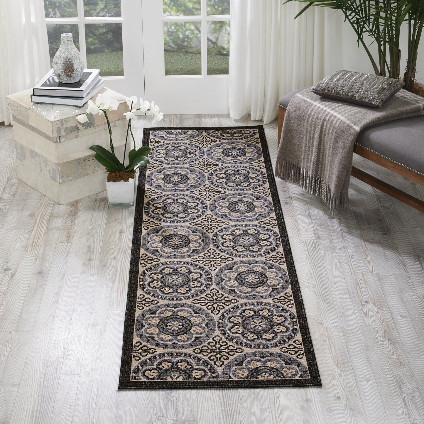 Nourison Home Caribbean  Ivory Charcoal  Transitional