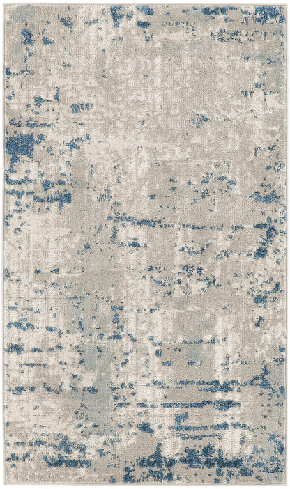 Nourison Home Quarry QUA01 Ivory Grey Blue Contemporary Power-loomed Rugs