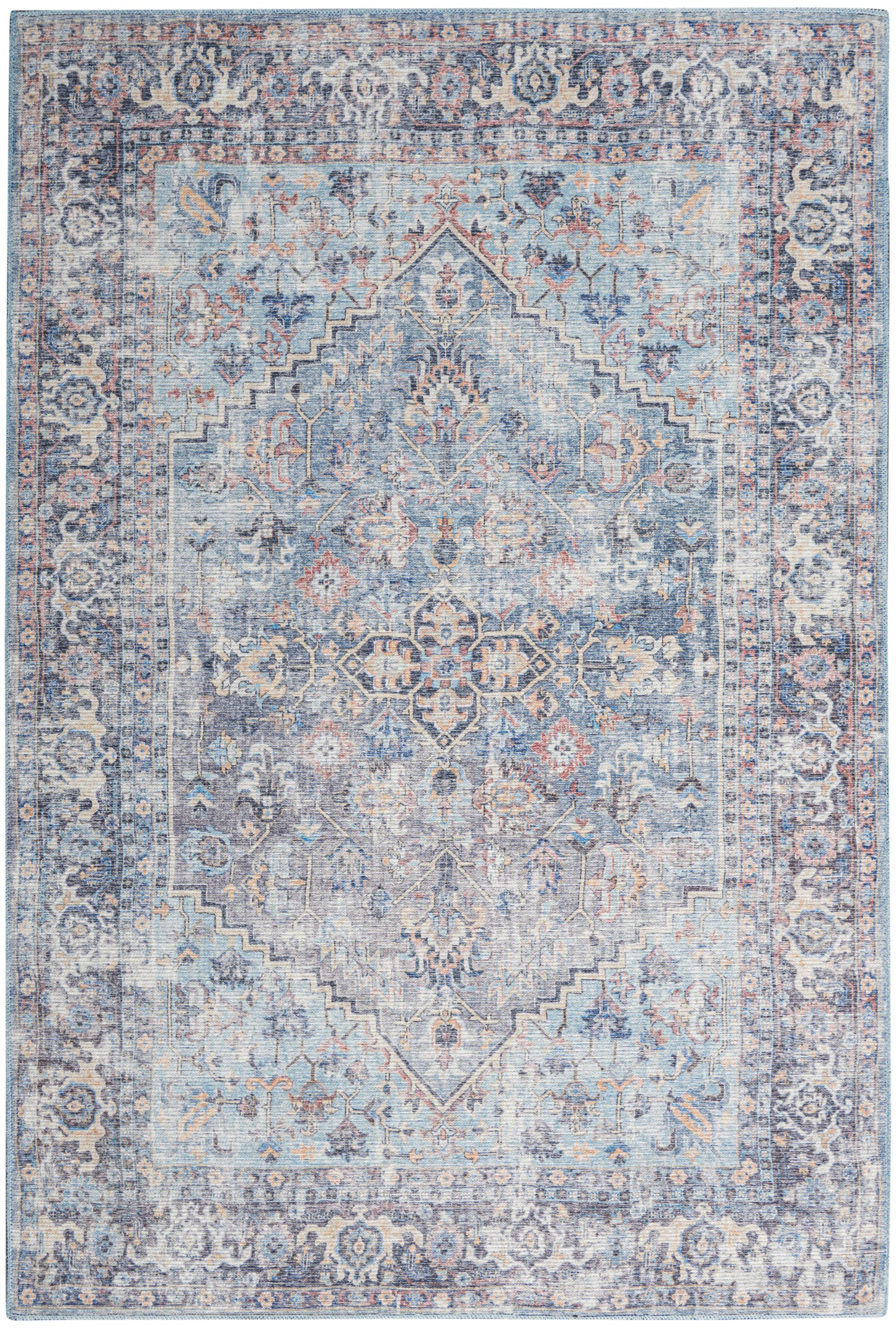Nourison Home New Concept Washables SR104 Light Grey Blue Traditional Machine Woven Rug