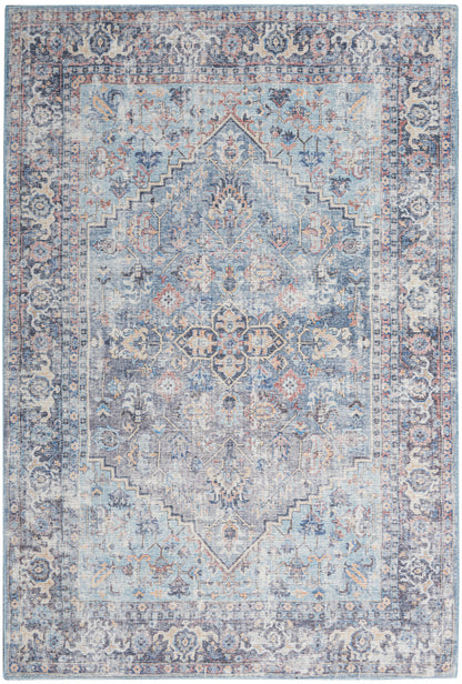 Nourison Home New Concept Washables SR104 Light Grey Blue Traditional Machine Woven Rug