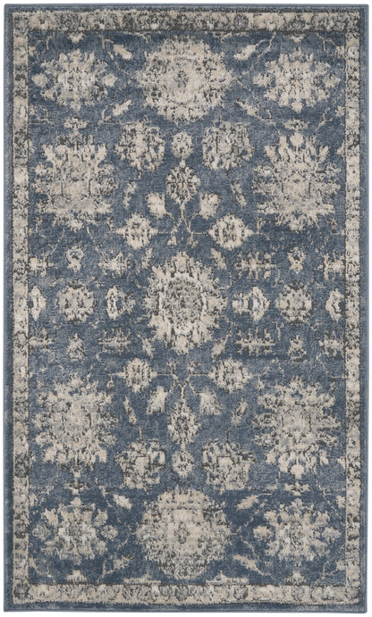 Nourison Home Quarry QUA06 Blue Beige Traditional Power-loomed Rugs