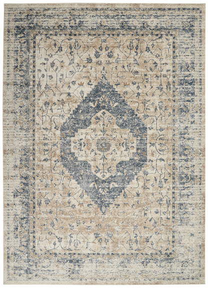 Nourison Home Malta  Ivory Blue  Traditional