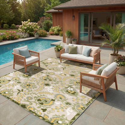 Nourison Home Aloha  Ivory Green  Contemporary