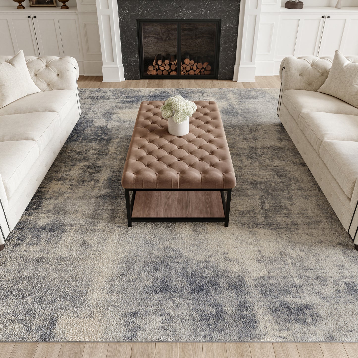 Nourison Home Rustic Textures  Blue Ivory  Contemporary