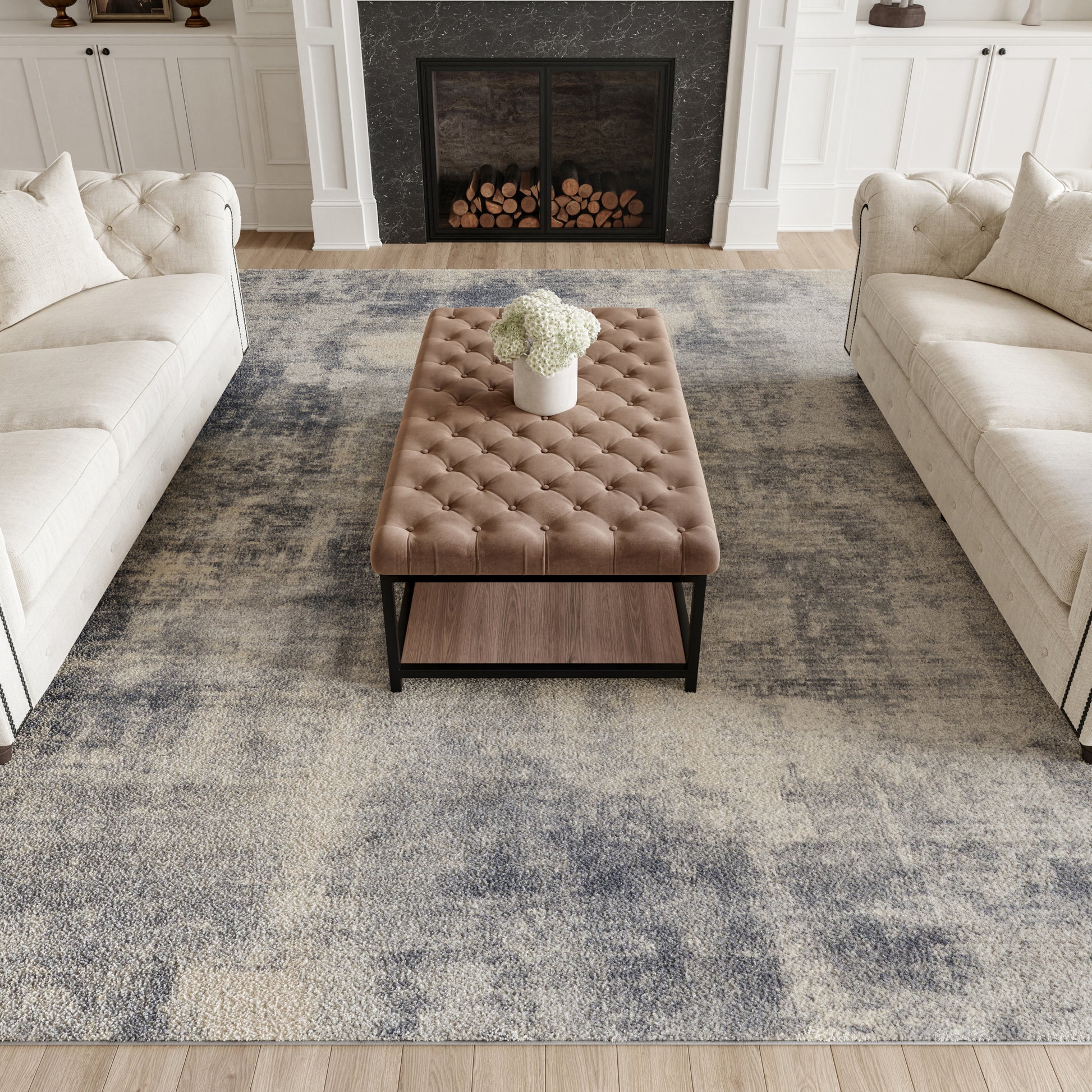 Nourison Home Rustic Textures  Blue Ivory  Contemporary