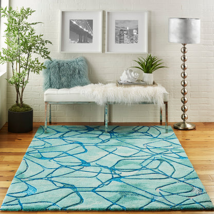 Nourison Home Symmetry  Aqua Blue  Contemporary