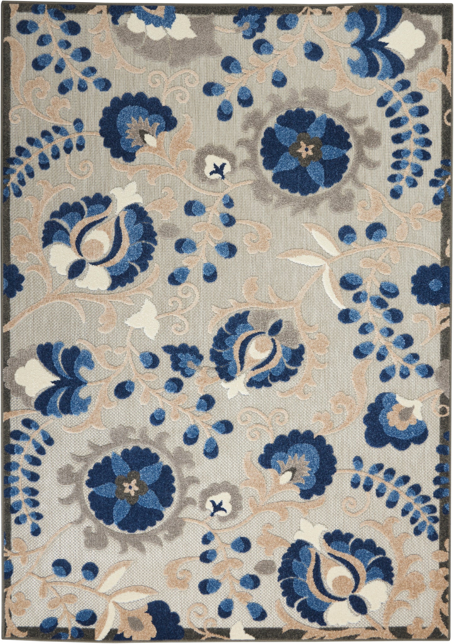 Nourison Home Aloha ALH17 Natural Blue Contemporary Power-loomed Rugs