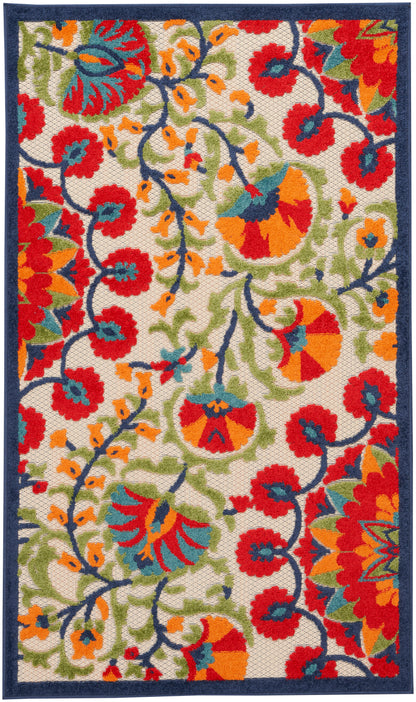 Nourison Home Aloha ALH20 Red Multicolor Contemporary Power-loomed Rugs