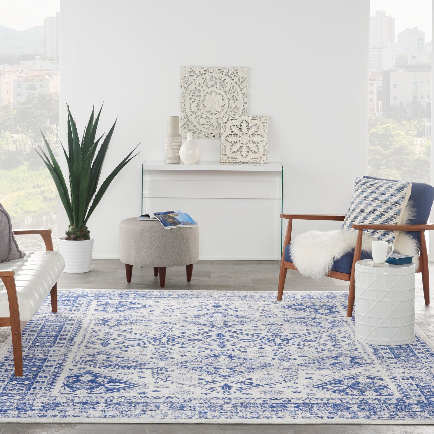 Nourison Home Whimsicle  Ivory Navy  Transitional