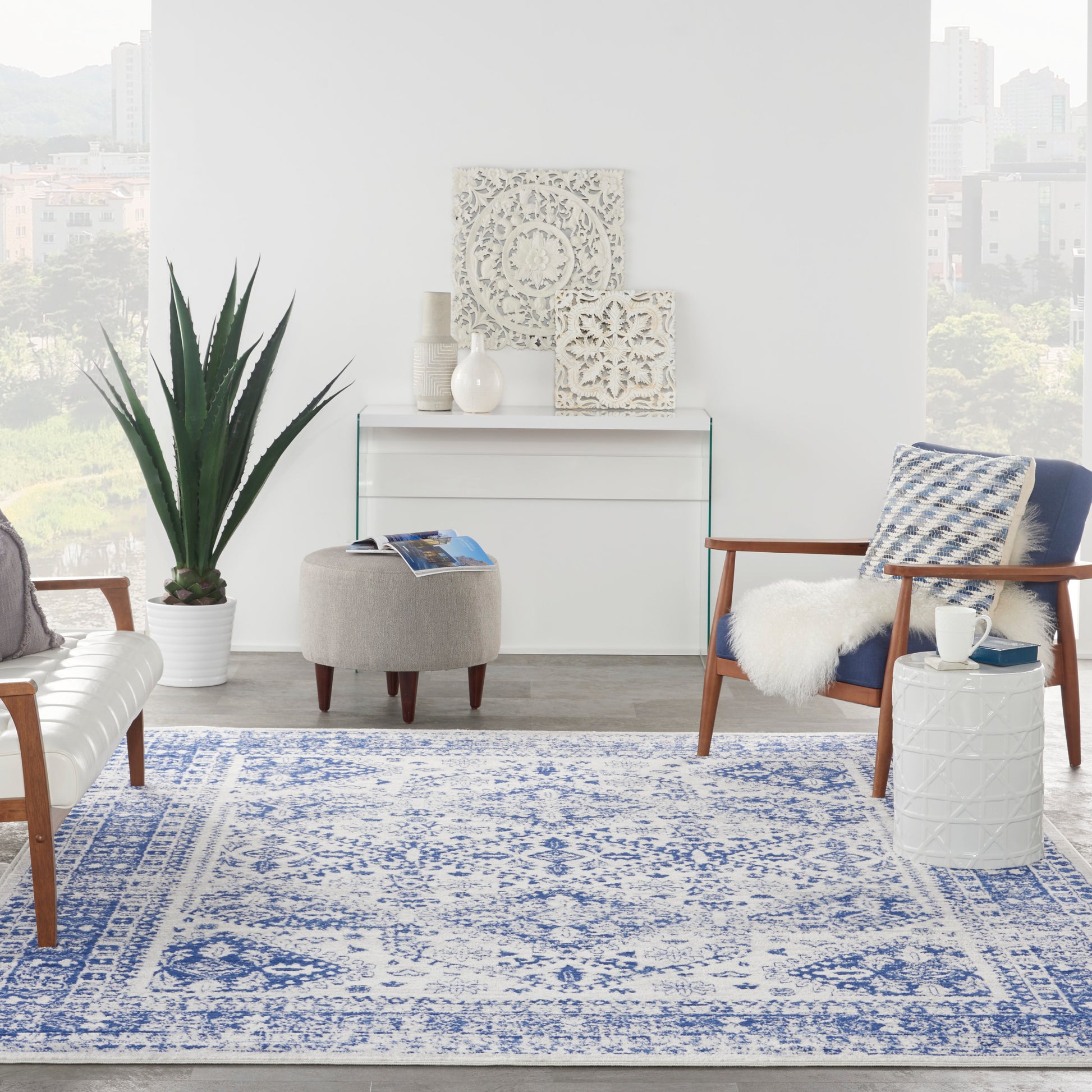 Nourison Home Whimsicle  Ivory Navy  Transitional
