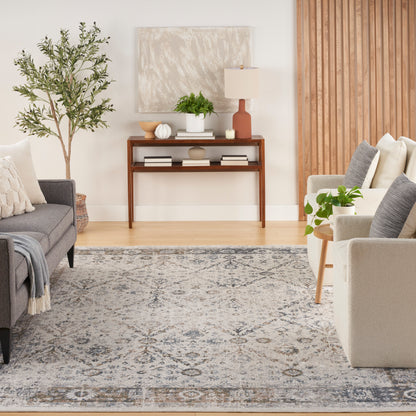 Nourison Home Astra Machine Washable  Ivory Blue  Traditional