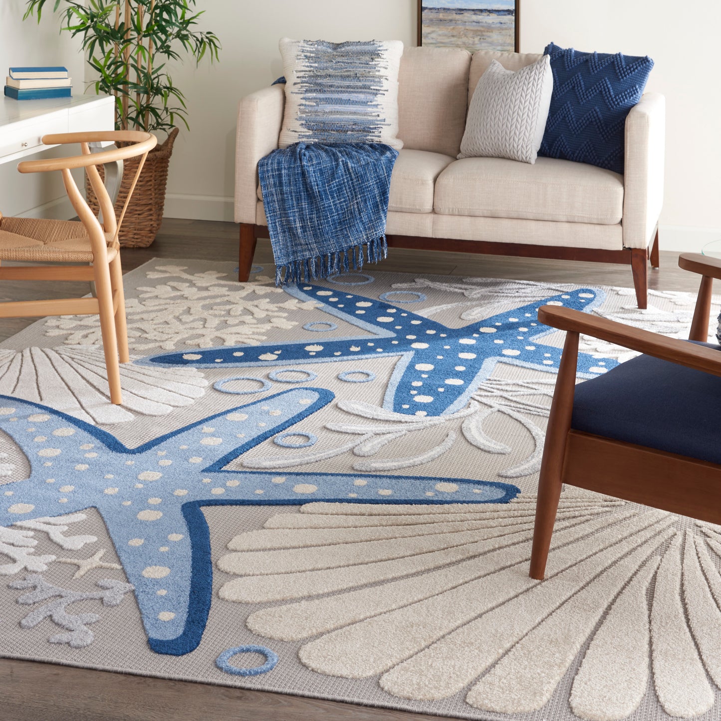 Nourison Home Aloha  Blue Grey  Contemporary