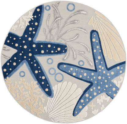 Nourison Home Aloha ALH24 Blue Grey Contemporary Power-loomed Rugs