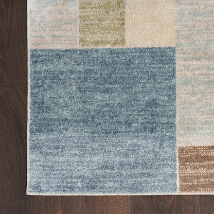 Nourison Home Astra Machine Washable  Blue Green Multi  Contemporary