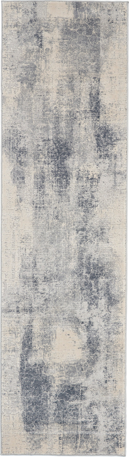 Nourison Home Rustic Textures RUS02 Blue Ivory Contemporary Power-loomed Rugs