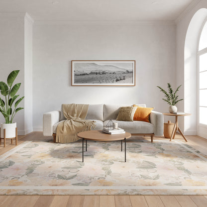 Nourison Home Botanical Washables  Beige Multicolor  Contemporary