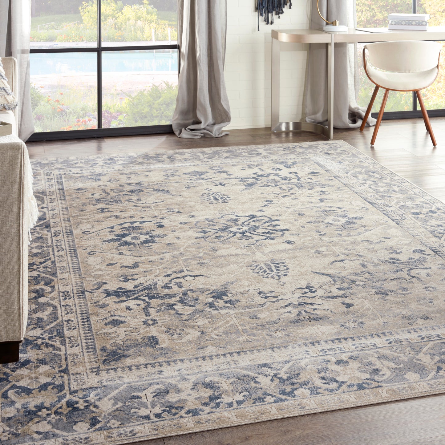 Nourison Home Malta  Ivory Blue  Traditional