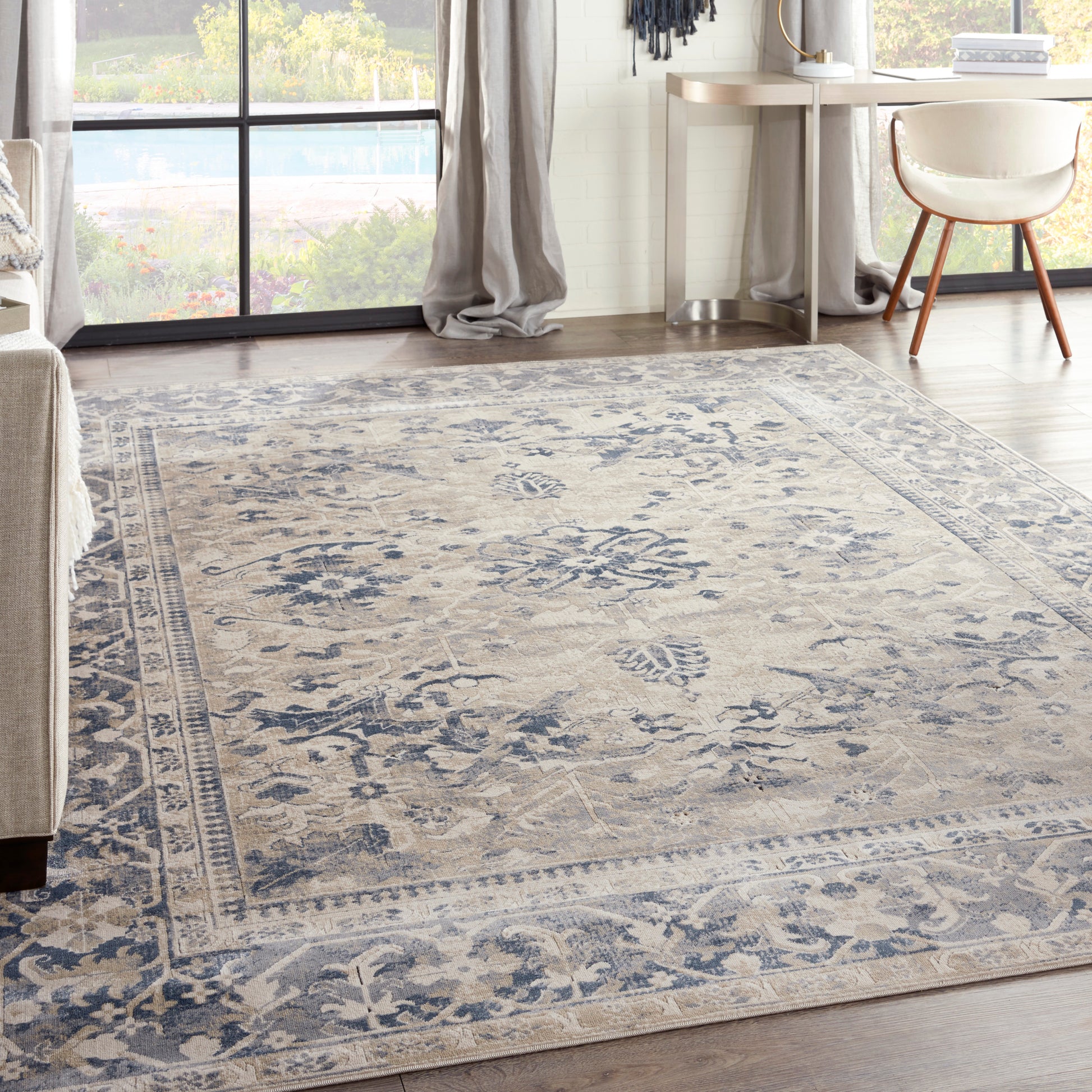 Nourison Home Malta  Ivory Blue  Traditional