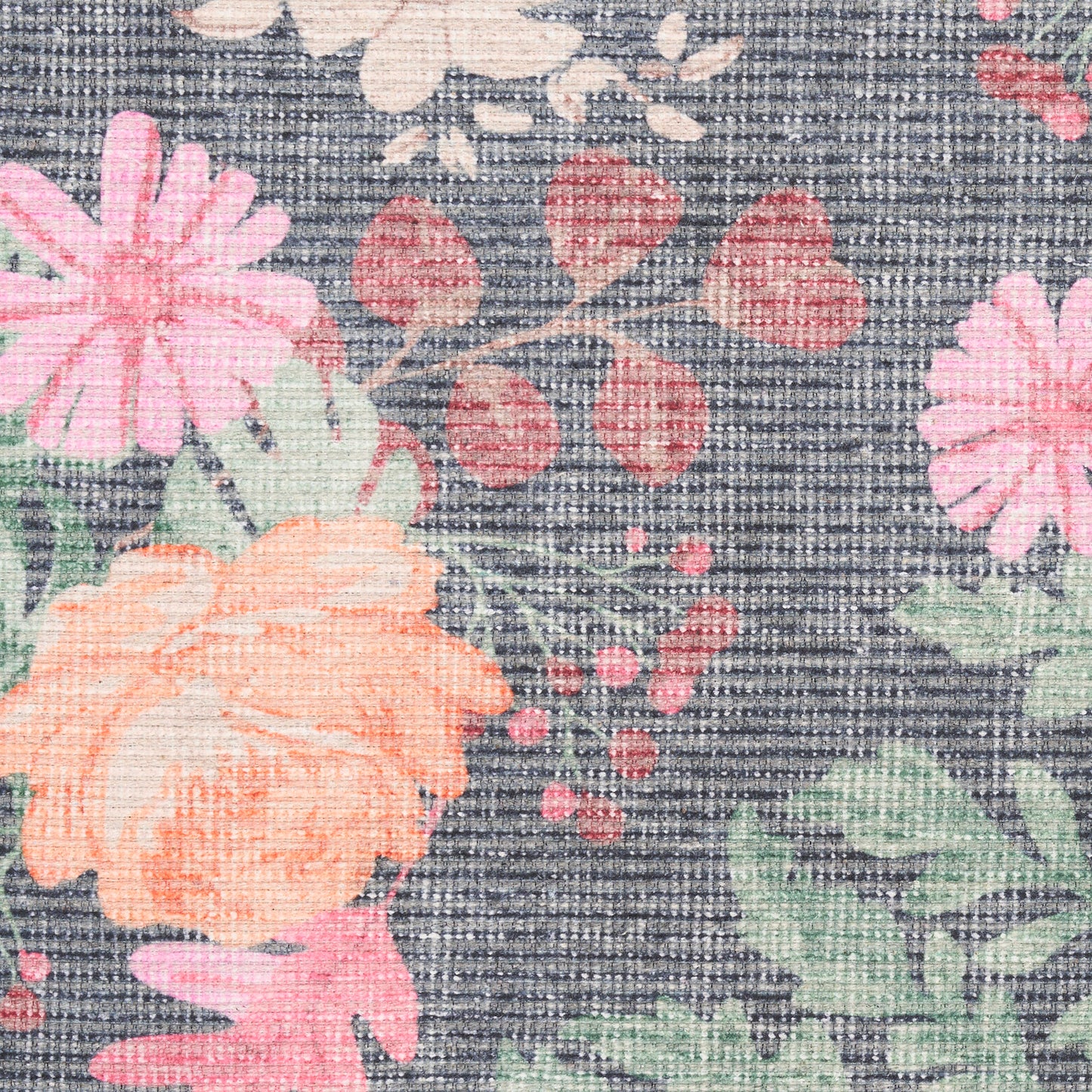 Nourison Home Botanical Washables  Charcoal Multicolor  Contemporary