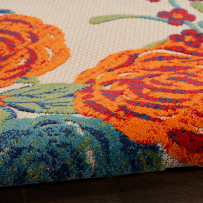 Nourison Home Aloha  Ivory Multicolor  Contemporary