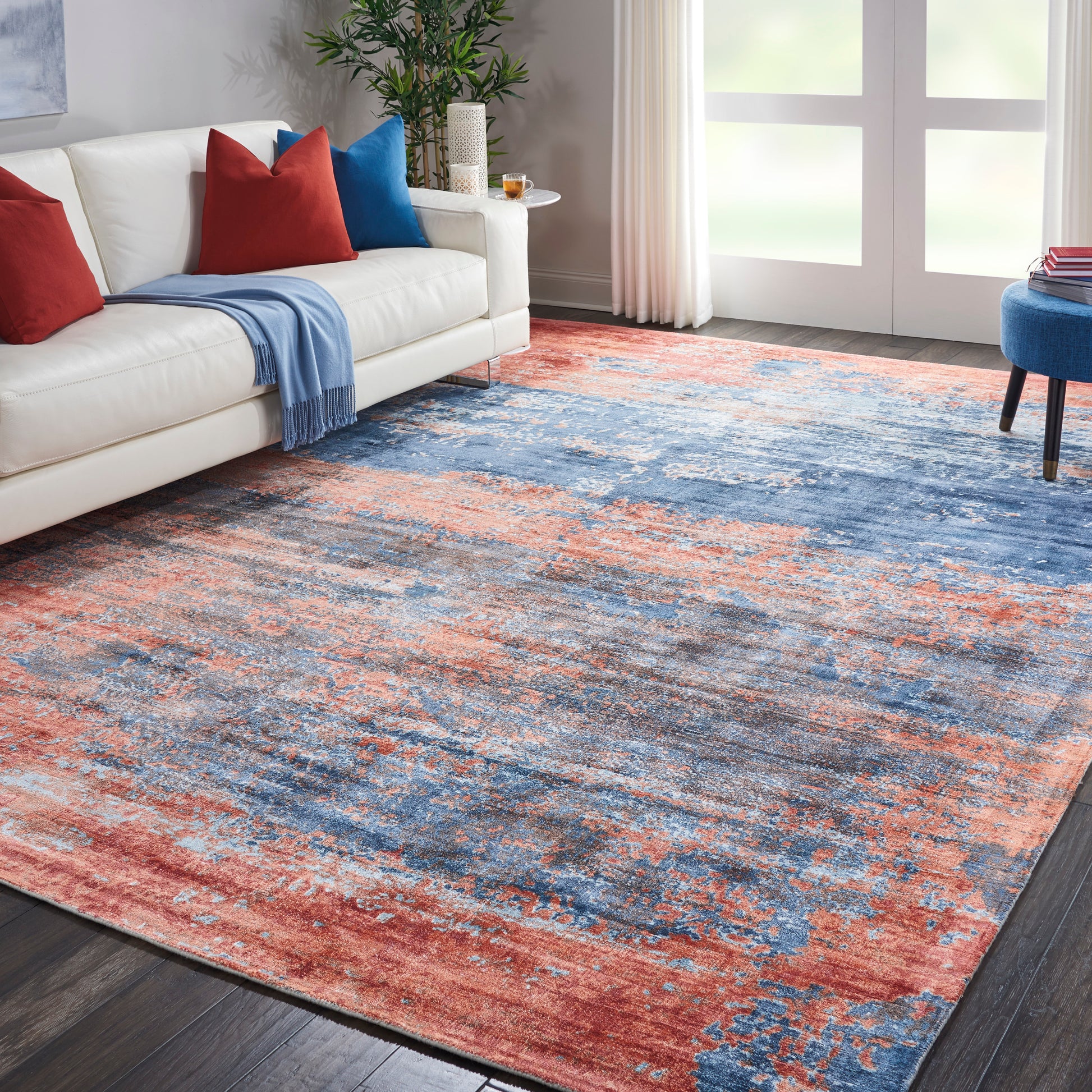 Nourison Home Safari Dreams  Blue Brick  Contemporary