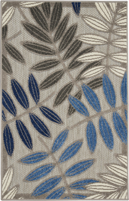Nourison Home Aloha ALH18 Grey Blue Contemporary Power-loomed Rugs