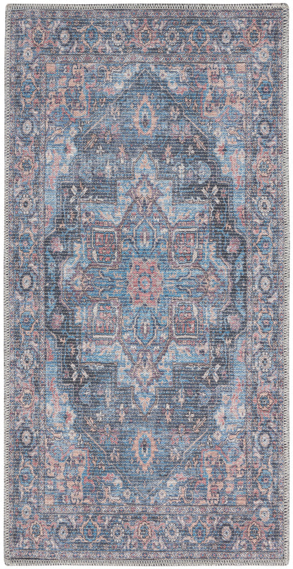 Nourison Home New Concept Washables SR101 Light Blue Multicolr Traditional Machine Woven Rug