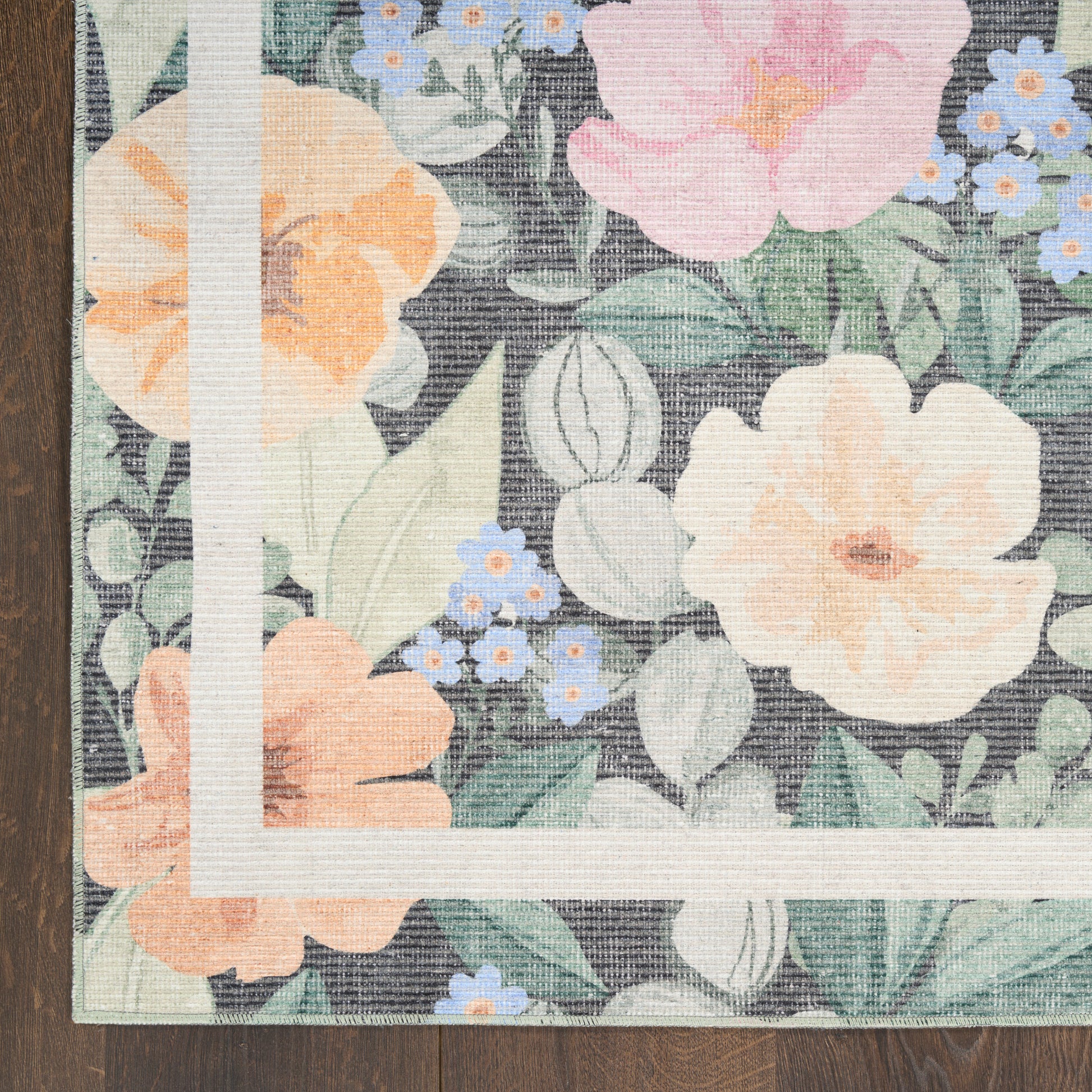 Nourison Home Botanical Washables  Charcoal Multicolor  Contemporary